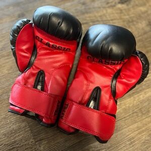 YOUTH: (5-9years old) Classic Red and Black TITLE Boxing Gloves